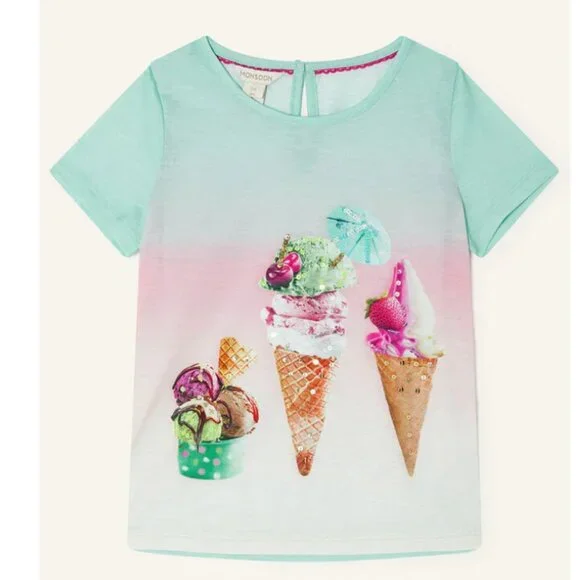 Monsoon Ice Cream Sequin Tee, 5-6 Yrs - NWT - Picture 1 of 1